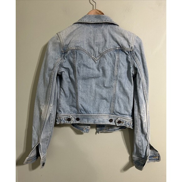 Abercrombie & Fitch Distressed Jean Jacket Size Small Womens Long Sleeve - Picture 3 of 8